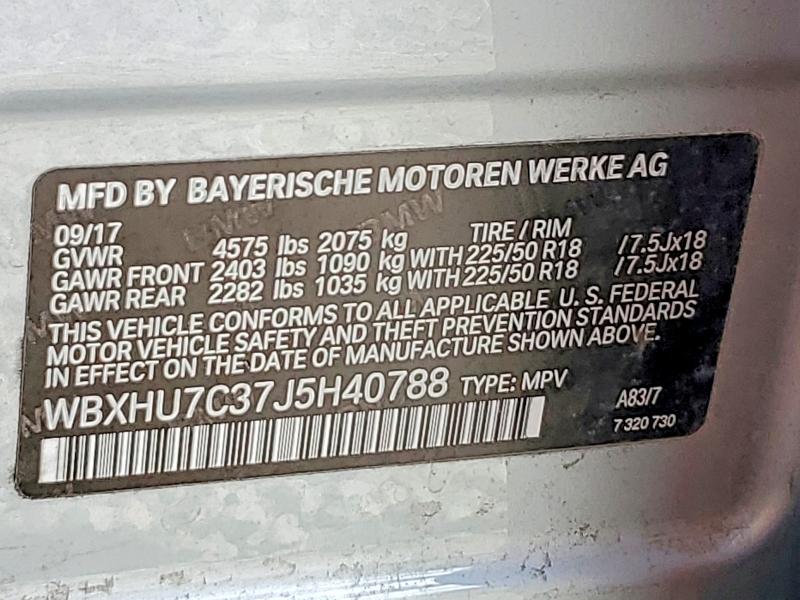50810246 :رقم المزاد ، WBXHU7C37J5H40788 vin ، 2018 Bmw X1 مزاد بيع