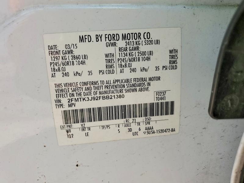 Продаж на аукціоні авто 2015 Ford Edge, vin: 2FMTK3J92FBB21380, номер лоту: 51514146