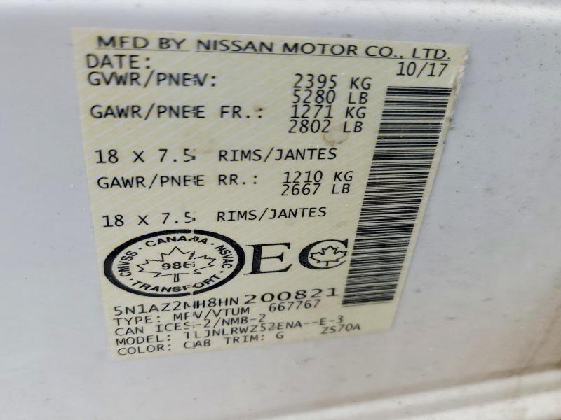 2017 Nissan Murano მანქანა იყიდება აუქციონზე, vin: 5N1AZ2MH8HN200821, აუქციონის ნომერი: 48751186