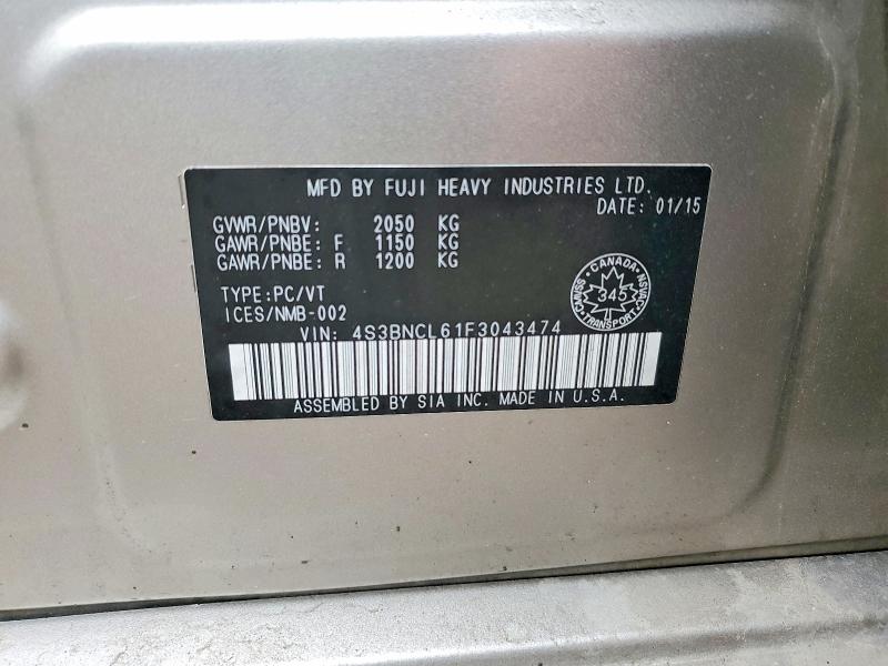 Aukcja sprzedaży 2015 Subaru Legacy, vin: 4S3BNCL61F3043474, numer aukcji: 47717626