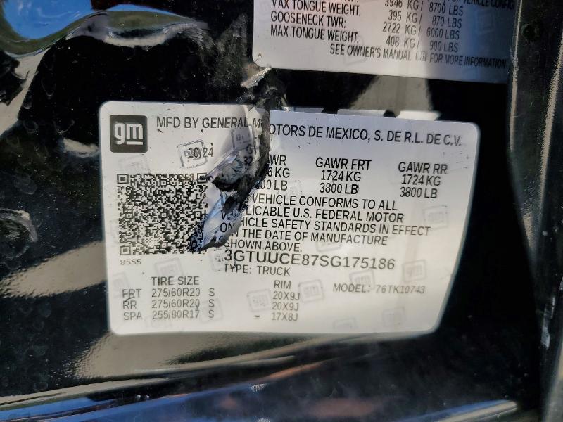 Aukcja sprzedaży 2025 Gmc Sierra, vin: 3GTUUCE87SG175186, numer aukcji: 50855006