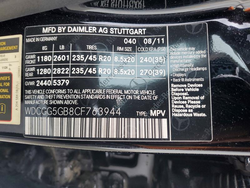 2012 Merc Glk350 მანქანა იყიდება აუქციონზე, vin: WDCGG5GB8CF763944, აუქციონის ნომერი: 49626306