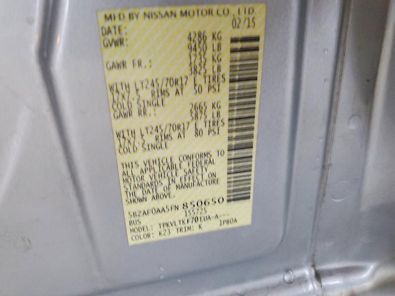 Aukcja sprzedaży 2015 Nissan Nv, vin: 5BZAF0AA5FN850650, numer aukcji: 50672706