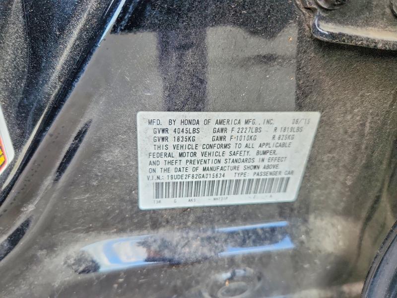 49844376 :رقم المزاد ، 19UDE2F82GA015634 vin ، 2016 Acura Ilx مزاد بيع