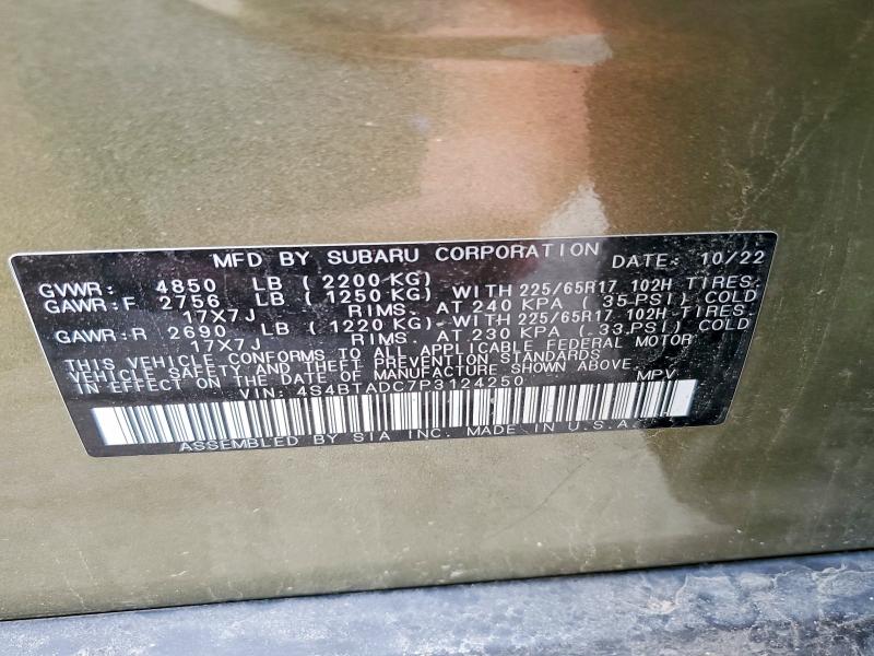 Продаж на аукціоні авто 2023 Subaru Outback, vin: 4S4BTADC7P3124250, номер лоту: 51261886