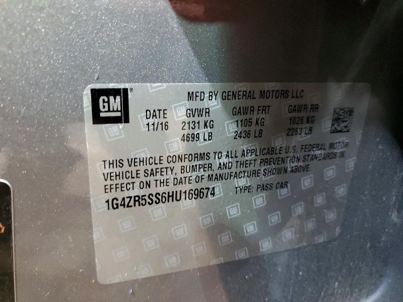 2017 Buick Lacrosse მანქანა იყიდება აუქციონზე, vin: 1G4ZR5SS6HU169674, აუქციონის ნომერი: 49499126