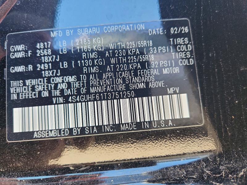 Aukcja sprzedaży 2026 Subaru Crosstrek, vin: 4S4GUHF61T3751250, numer aukcji: 50139186