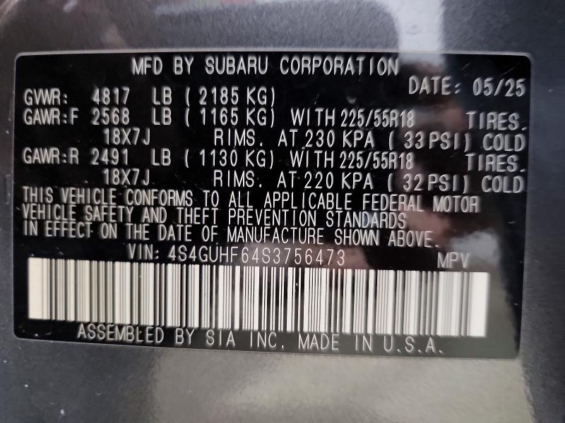 Продажа на аукционе авто 2025 Subaru Crosstrek, vin: 4S4GUHF64S3756473, номер лота: 50726986