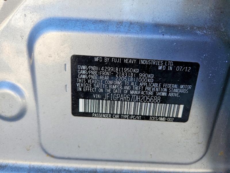 48759456 :رقم المزاد ، JF1GPAR67DH205688 vin ، 2013 Subaru Impreza مزاد بيع