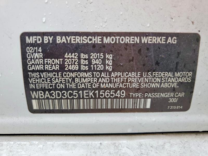 50527436 :رقم المزاد ، WBA3D3C51EK156549 vin ، 2014 Bmw 328 مزاد بيع