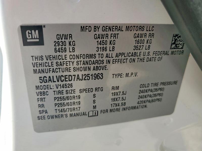 Продажа на аукционе авто 2010 Buick Enclave, vin: 5GALVCED7AJ251963, номер лота: 50850926
