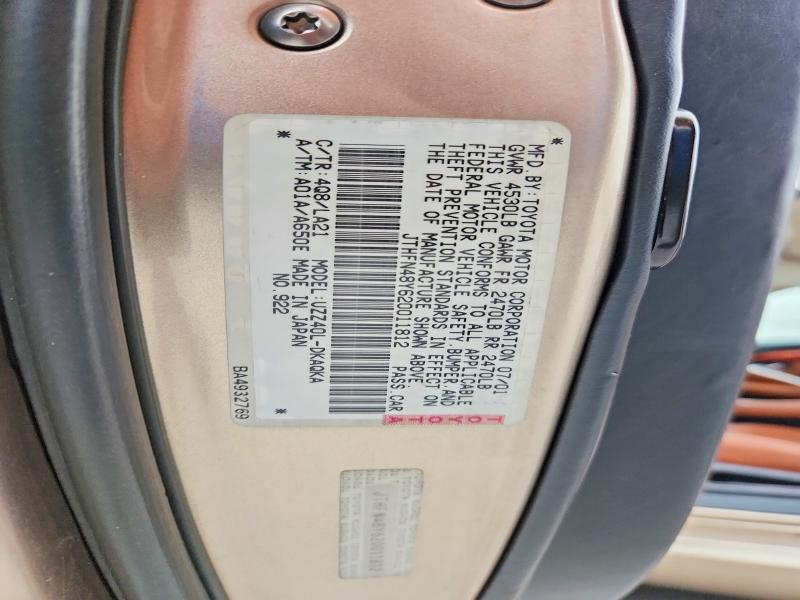 Aukcja sprzedaży 2002 Lexus Sc 430, vin: JTHFN48Y620011812, numer aukcji: 49163776