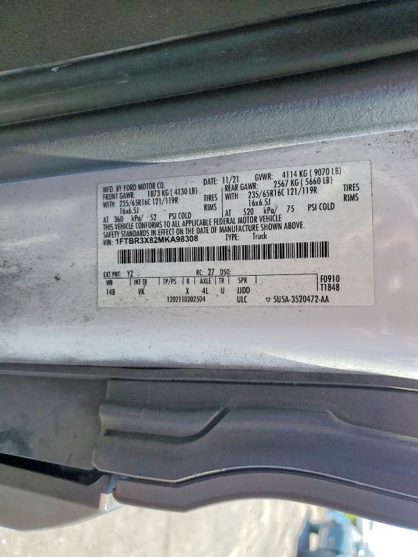 Продажа на аукционе авто 2021 Ford Transit, vin: 1FTBR3X82MKA98308, номер лота: 50790576