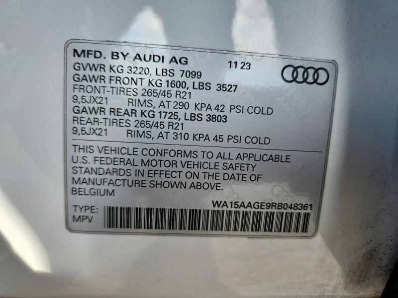 Продаж на аукціоні авто 2024 Audi Q8 E-tron, vin: WA15AAGE9RB048361, номер лоту: 51796746