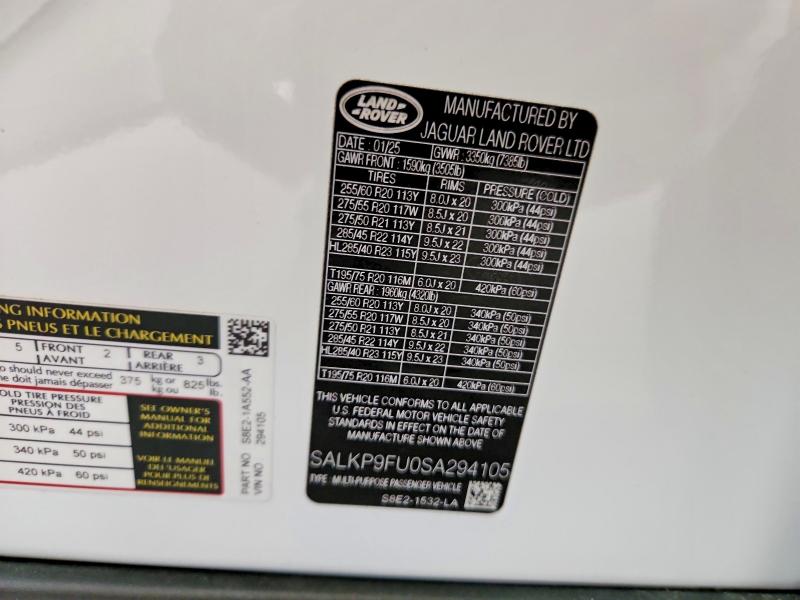 Продаж на аукціоні авто 2025 Land Rover Range Rover, vin: SALKP9FU0SA294105, номер лоту: 49392416
