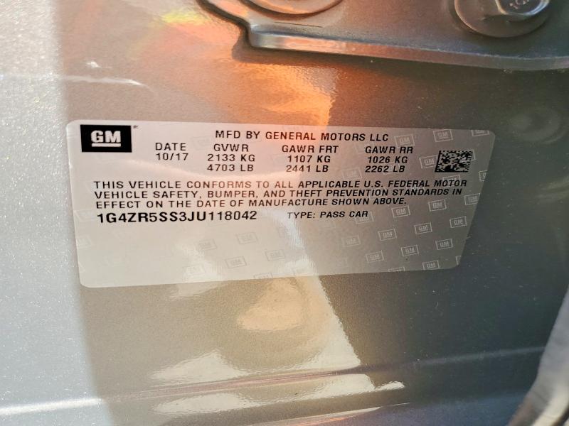 49900966 :رقم المزاد ، 1G4ZR5SS3JU118042 vin ، 2018 Buick Lacrosse مزاد بيع