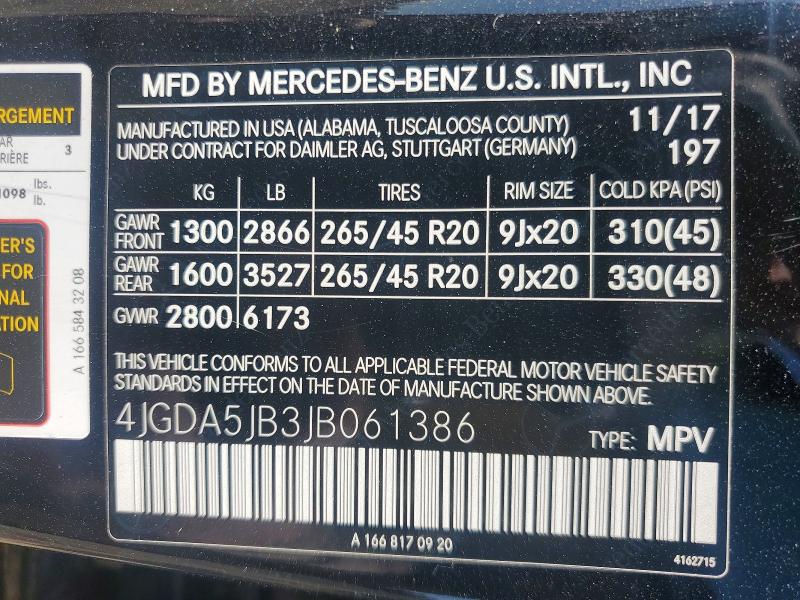 Продажа на аукционе авто 2018 Mercedes-benz Gle, vin: 4JGDA5JB3JB061386, номер лота: 49321266