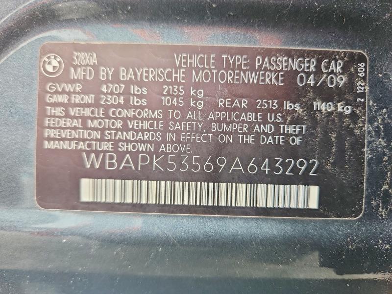 2009 Bmw 328 მანქანა იყიდება აუქციონზე, vin: WBAPK53569A643292, აუქციონის ნომერი: 50087536