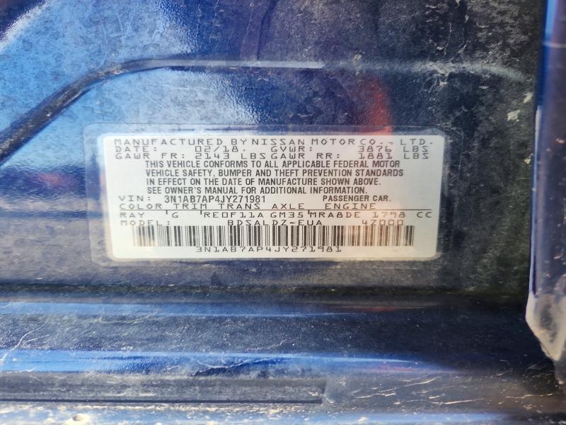 50724866 :رقم المزاد ، 3N1AB7AP4JY271981 vin ، 2018 Nissan Sentra مزاد بيع