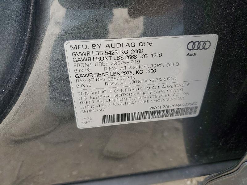 51516346 :رقم المزاد ، WA1L2AFP9HA047660 vin ، 2017 Audi Q5 مزاد بيع