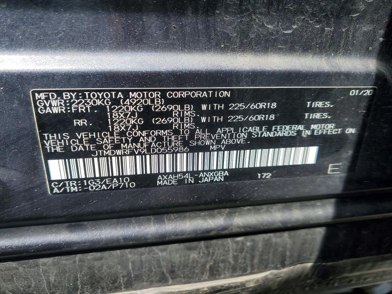 51702936 :رقم المزاد ، JTMDWRFV9LD055986 vin ، 2020 Toyota Rav4 مزاد بيع