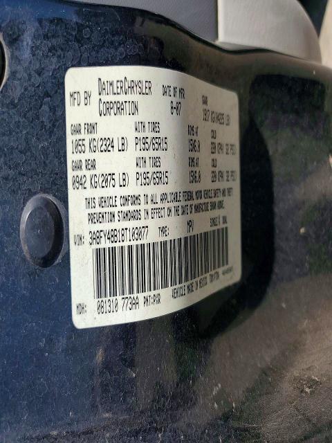 51672946 :رقم المزاد ، 3A8FY48B18T103077 vin ، 2008 Chrysler Pt Cruiser مزاد بيع