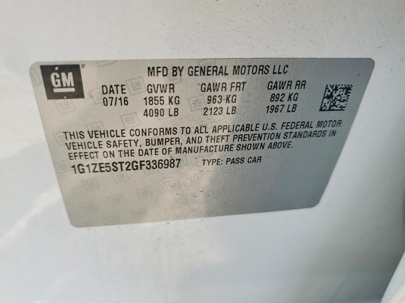 51673936 :رقم المزاد ، 1G1ZE5ST2GF336987 vin ، 2016 Chevrolet Malibu مزاد بيع