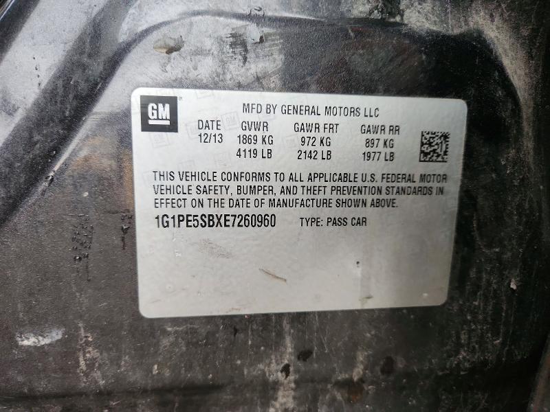 Продажа на аукционе авто 2014 Chevrolet Cruze, vin: 1G1PE5SBXE7260960, номер лота: 50762576