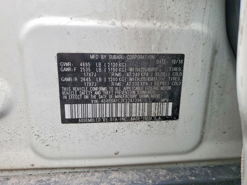 Aukcja sprzedaży 2019 Subaru Outback, vin: 4S4BSAFC2K3247396, numer aukcji: 51664926