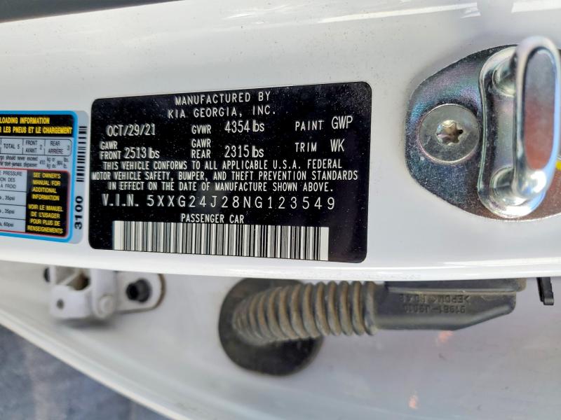 2022 Kia K5 მანქანა იყიდება აუქციონზე, vin: 5XXG24J28NG123549, აუქციონის ნომერი: 49676766