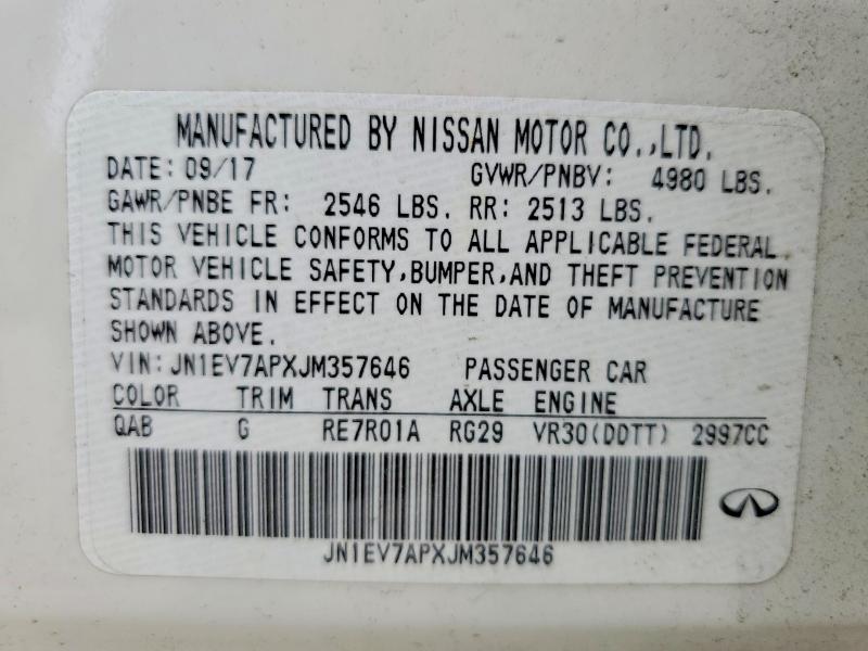 Продаж на аукціоні авто 2018 Infiniti Q50, vin: JN1EV7APXJM357646, номер лоту: 51006796