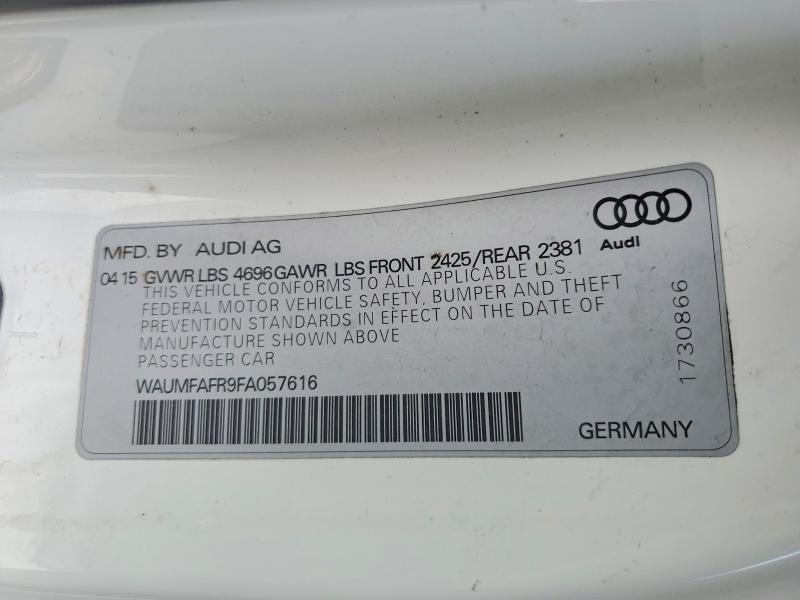 2015 Audi A5 მანქანა იყიდება აუქციონზე, vin: WAUMFAFR9FA057616, აუქციონის ნომერი: 51682516