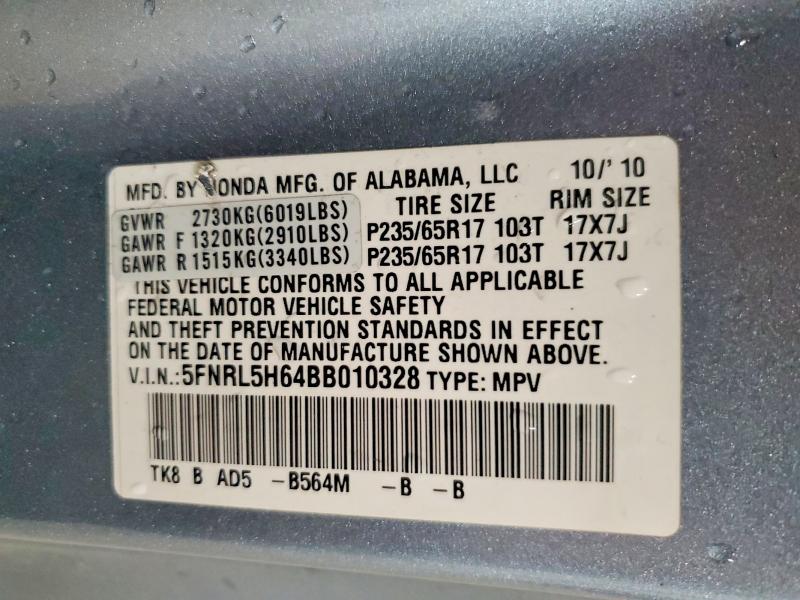 Aukcja sprzedaży 2011 Honda Odyssey, vin: 5FNRL5H64BB010328, numer aukcji: 48807256