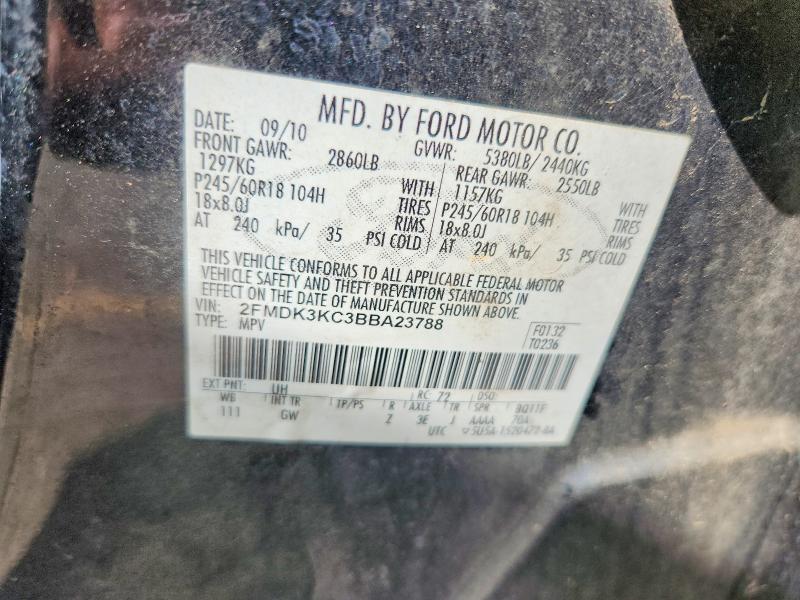 50162516 :رقم المزاد ، 2FMDK3KC3BBA23788 vin ، 2011 Ford Edge مزاد بيع
