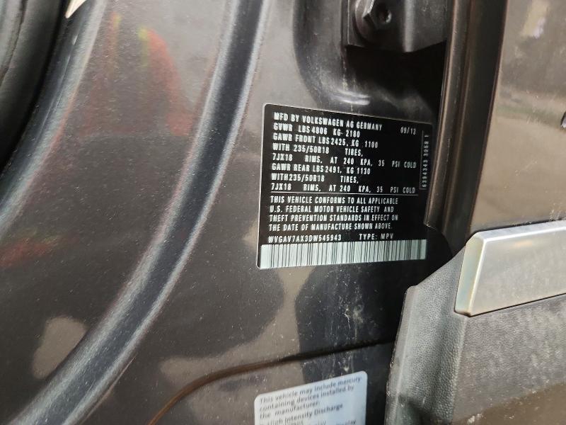 Aukcja sprzedaży 2013 Volkswagen Tiguan, vin: WVGAV7AX3DW545943, numer aukcji: 51759006