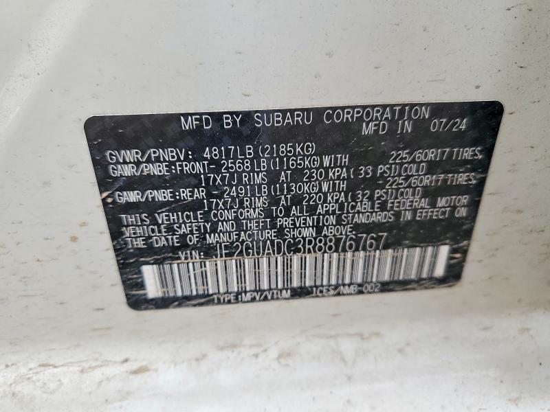 2024 Subaru Crosstrek მანქანა იყიდება აუქციონზე, vin: JF2GUADC3R8876767, აუქციონის ნომერი: 48453616