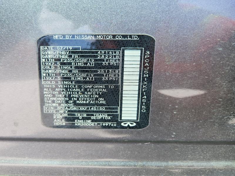 Aukcja sprzedaży 2019 Infiniti Qx50, vin: 3PCAJ5M1XKF145150, numer aukcji: 49261856