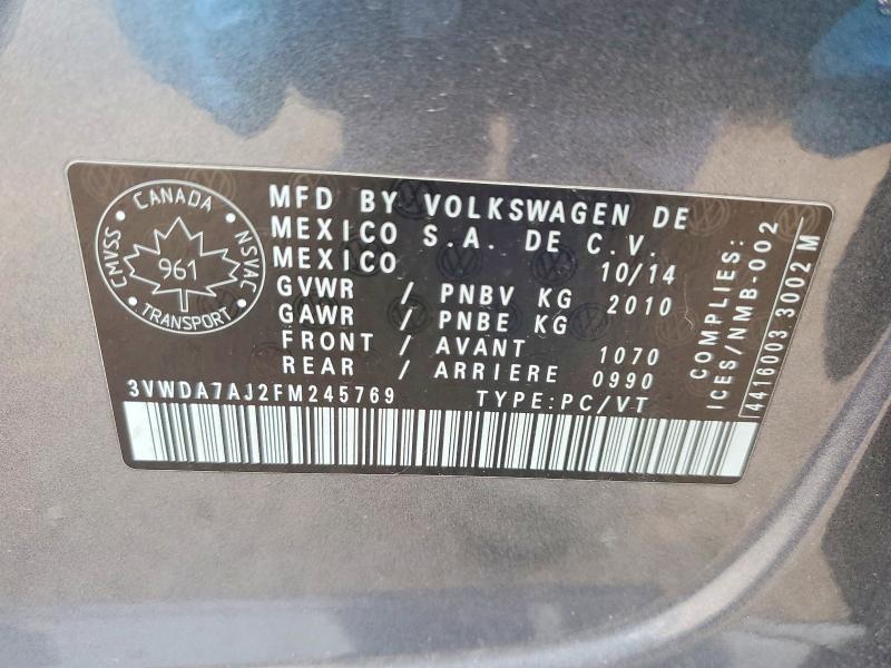 Продажа на аукционе авто 2015 Volkswagen Jetta, vin: 3VWDA7AJ2FM245769, номер лота: 48658596