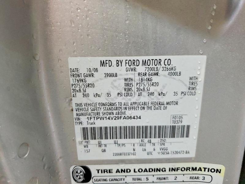 48349666 :رقم المزاد ، 1FTPW14V29FA06434 vin ، 2009 Ford F150 مزاد بيع