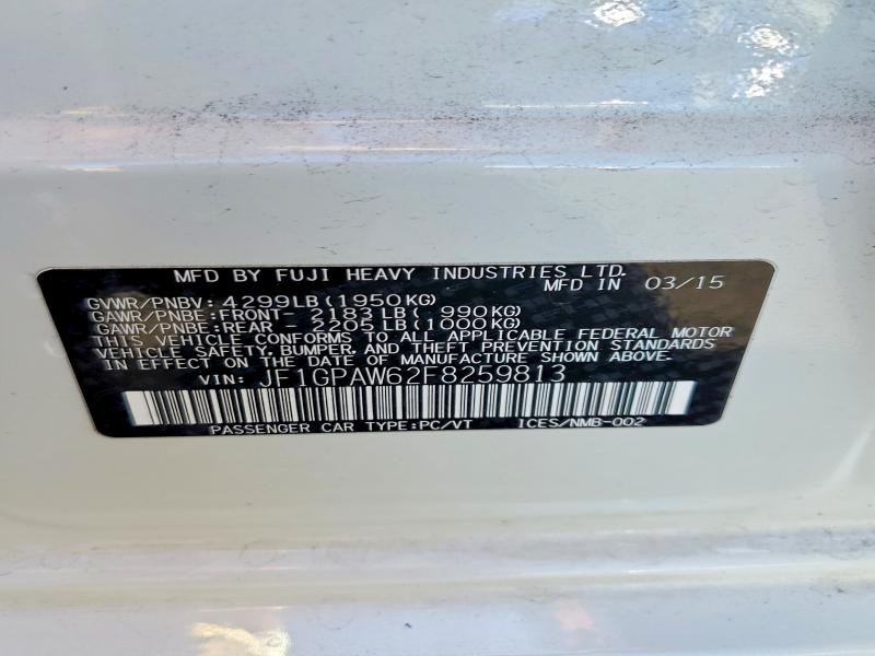 50795756 :رقم المزاد ، JF1GPAW62F8259813 vin ، 2015 Subaru Impreza مزاد بيع