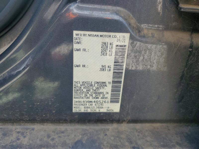 Aukcja sprzedaży 2021 Nissan Altima, vin: 1N4BL4CV6MN405261, numer aukcji: 50083836