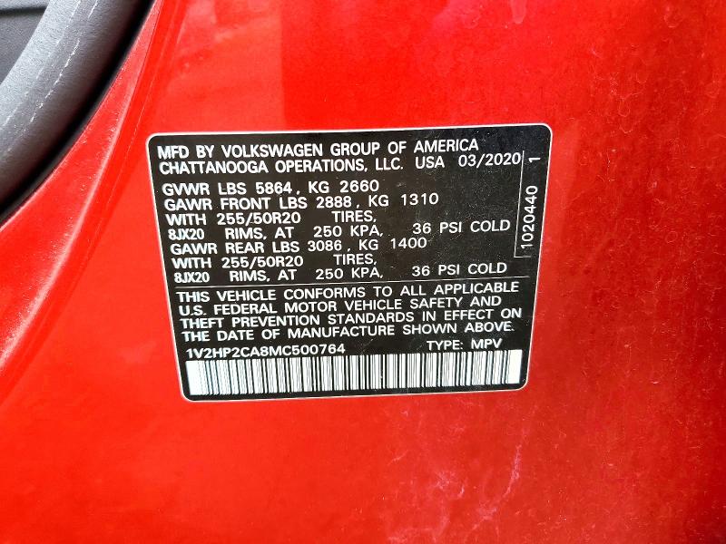 Aukcja sprzedaży 2021 Volkswagen Atlas, vin: 1V2HP2CA8MC500764, numer aukcji: 51321796