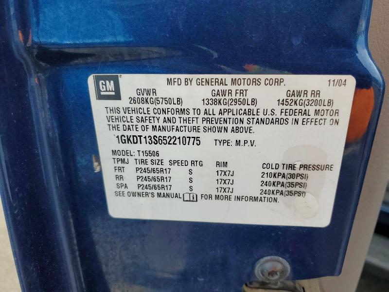 Продажа на аукционе авто 2005 Gmc Envoy, vin: 1GKDT13S652210775, номер лота: 46781626