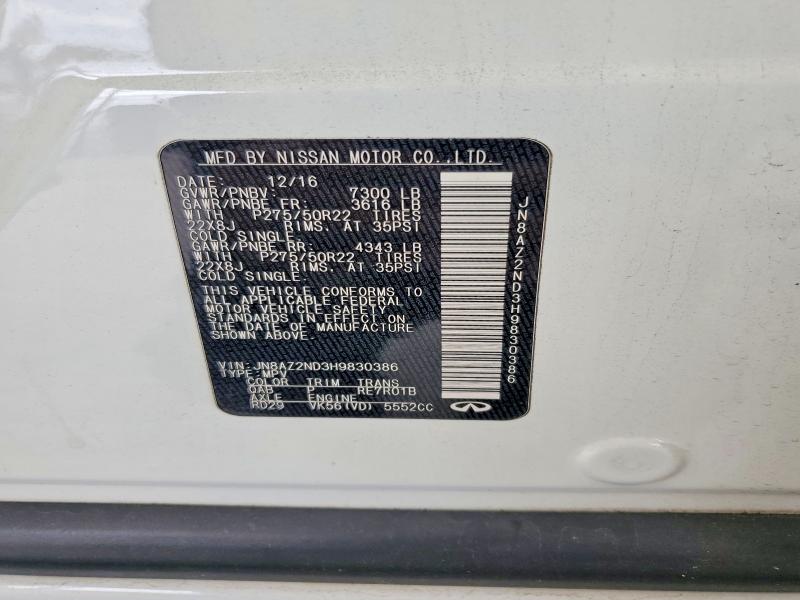 51467116 :رقم المزاد ، JN8AZ2ND3H9830386 vin ، 2017 Infiniti Qx80 مزاد بيع