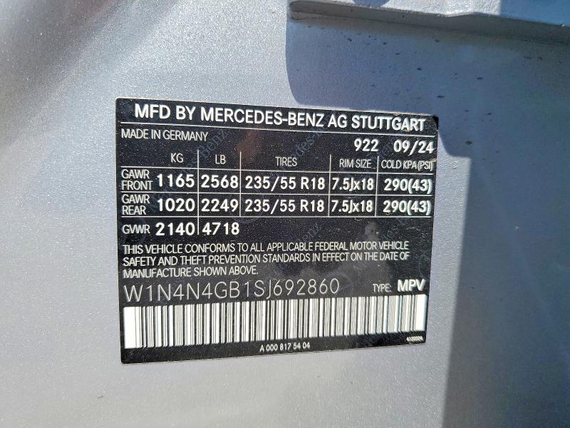 2025 Mercedes-benz Gla მანქანა იყიდება აუქციონზე, vin: W1N4N4GB1SJ692860, აუქციონის ნომერი: 51892166