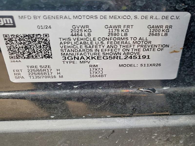 50946006 :رقم المزاد ، 3GNAXKEG5RL245191 vin ، 2024 Chevrolet Equinox مزاد بيع