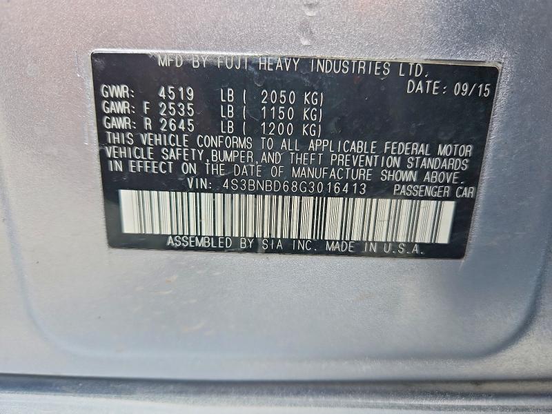 Aukcja sprzedaży 2016 Subaru Legacy, vin: 4S3BNBD68G3016413, numer aukcji: 49025056