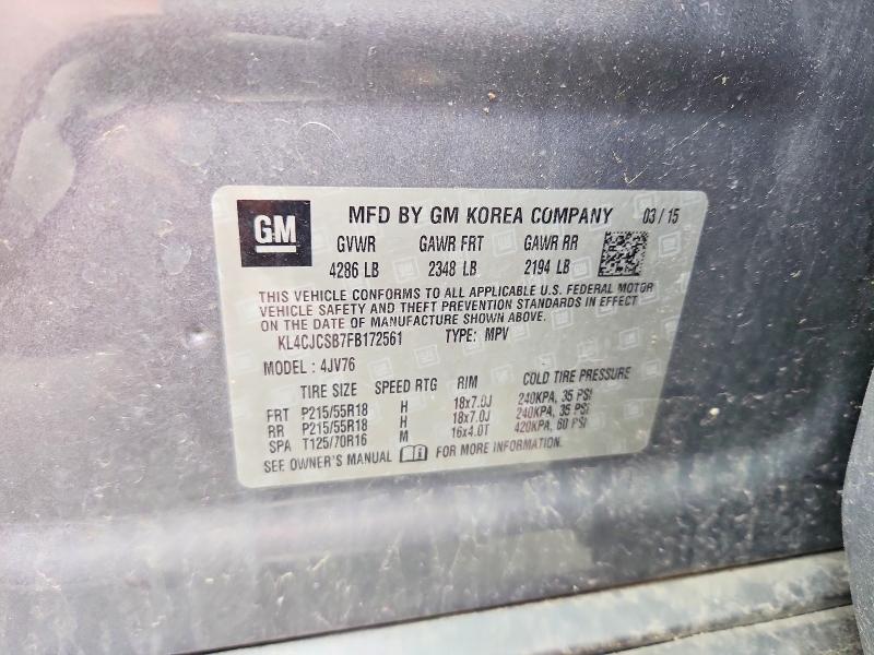 Продаж на аукціоні авто 2015 Buick Encore, vin: KL4CJCSB7FB172561, номер лоту: 51641146