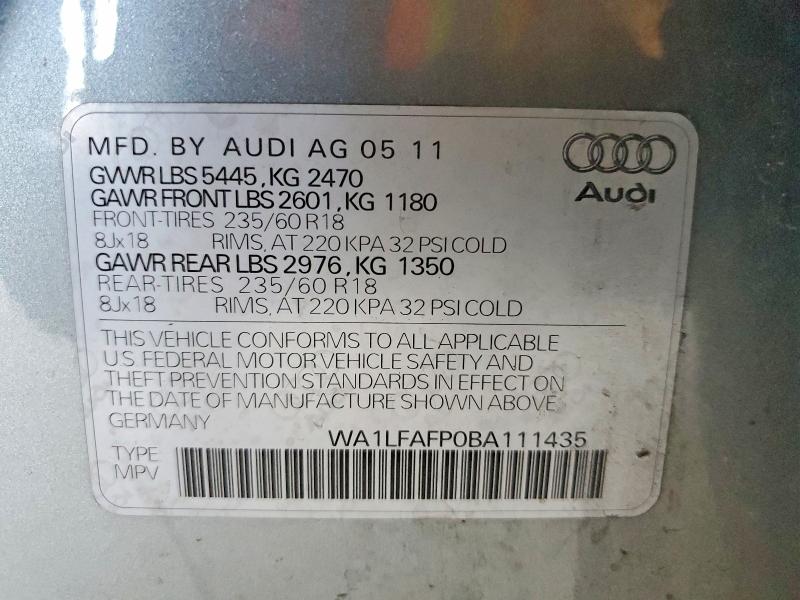 Продажа на аукционе авто 2011 Audi Q5, vin: WA1LFAFP0BA111435, номер лота: 49620956