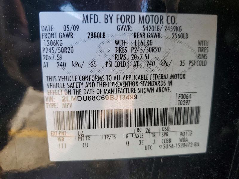 Продажа на аукционе авто 2009 Lincoln Mkx, vin: 2LMDU68C69BJ13499, номер лота: 48160986